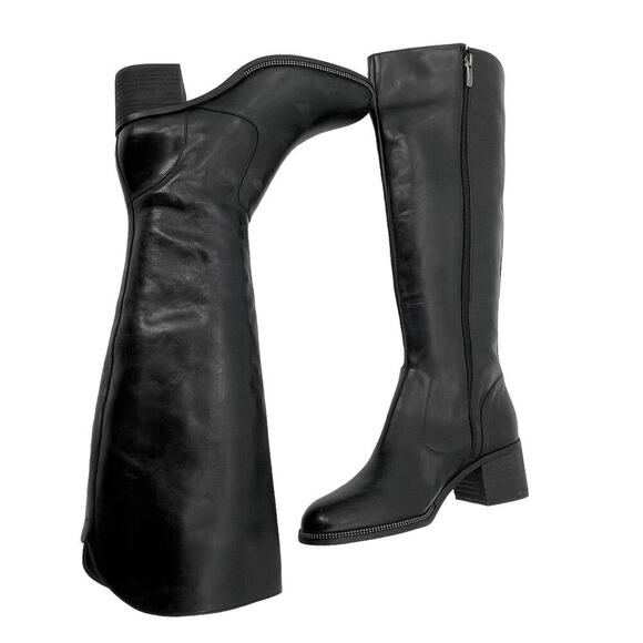 Franco Sarto Lauralei Black Leather Upper Tall Boots Size 7.5M NWOB - Picture 2 of 9
